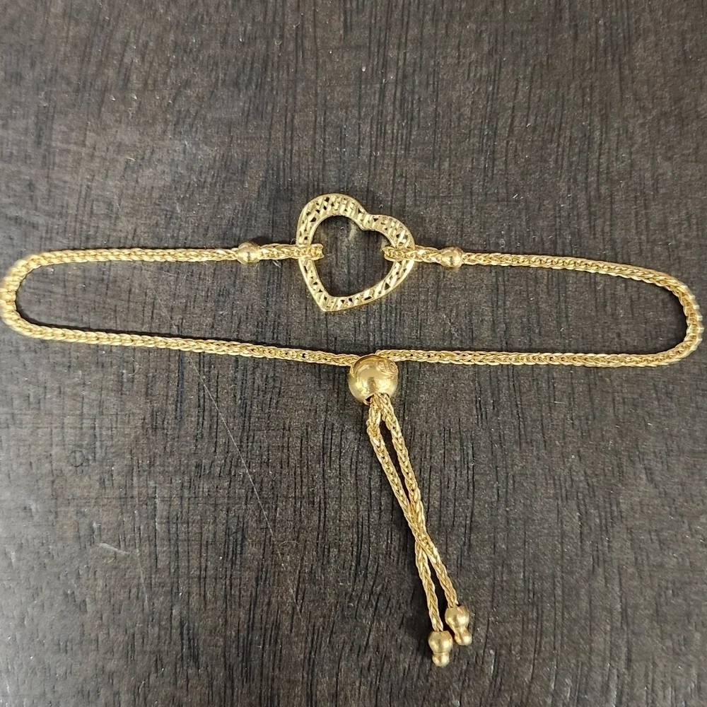 Zales 14k Gold Heart Outline Bolo Bracelet In Gold - 8